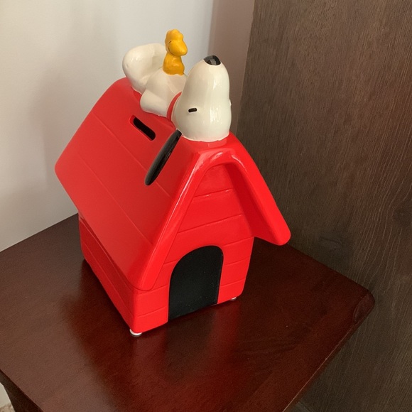 Peanuts-Snoopy & Woodstock Glass Bank-Like New - Picture 3 of 15